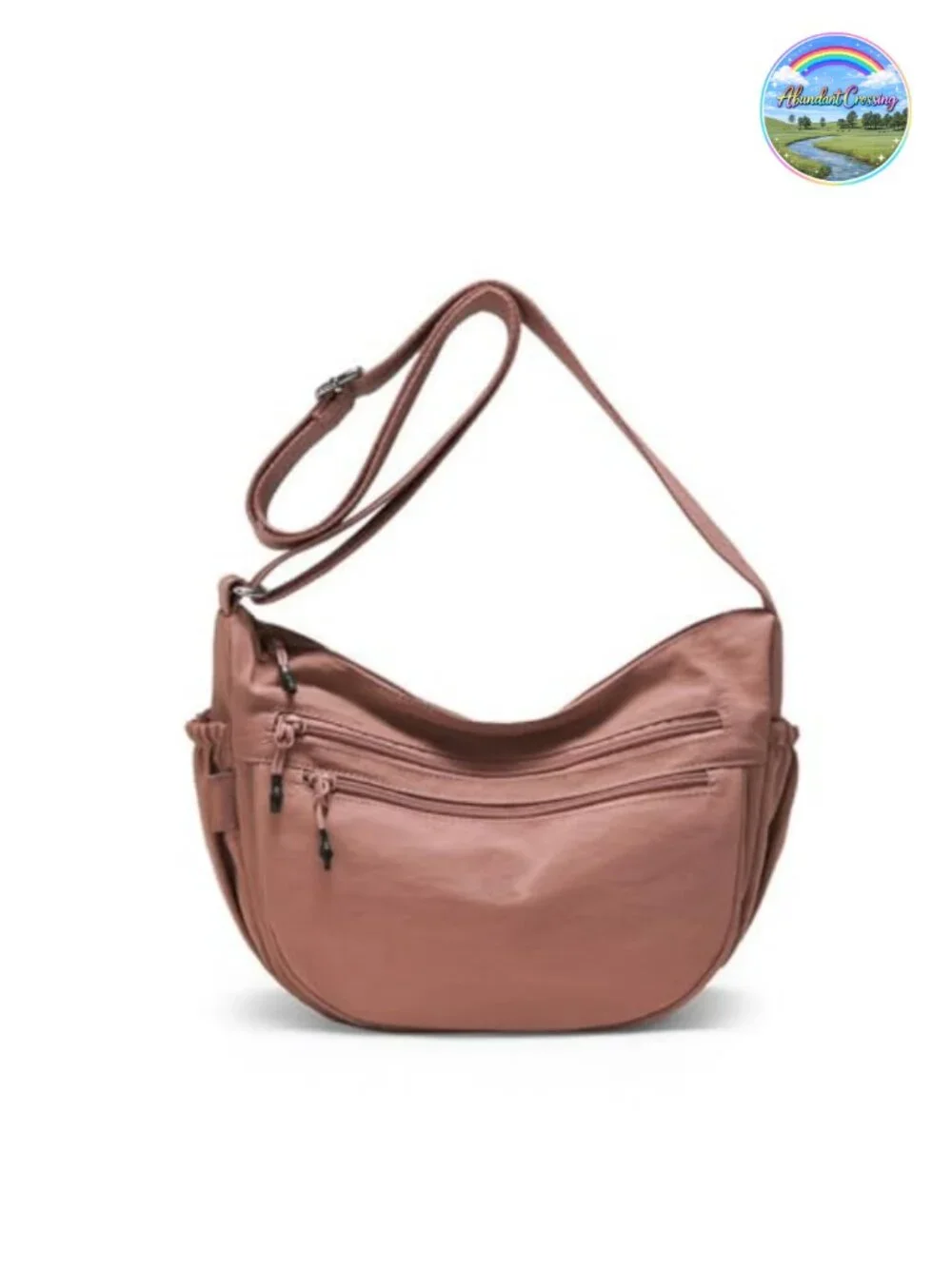 Nylon Crescent Crossbody Bag Lightweight Hobo with Multiple Pockets